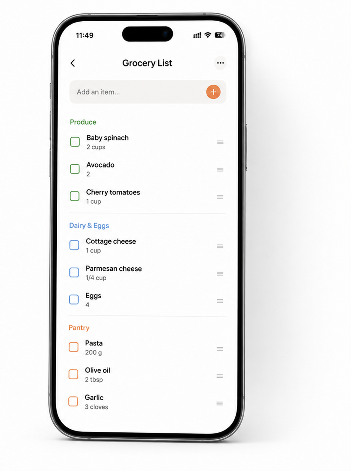 NumNum grocery list screen
